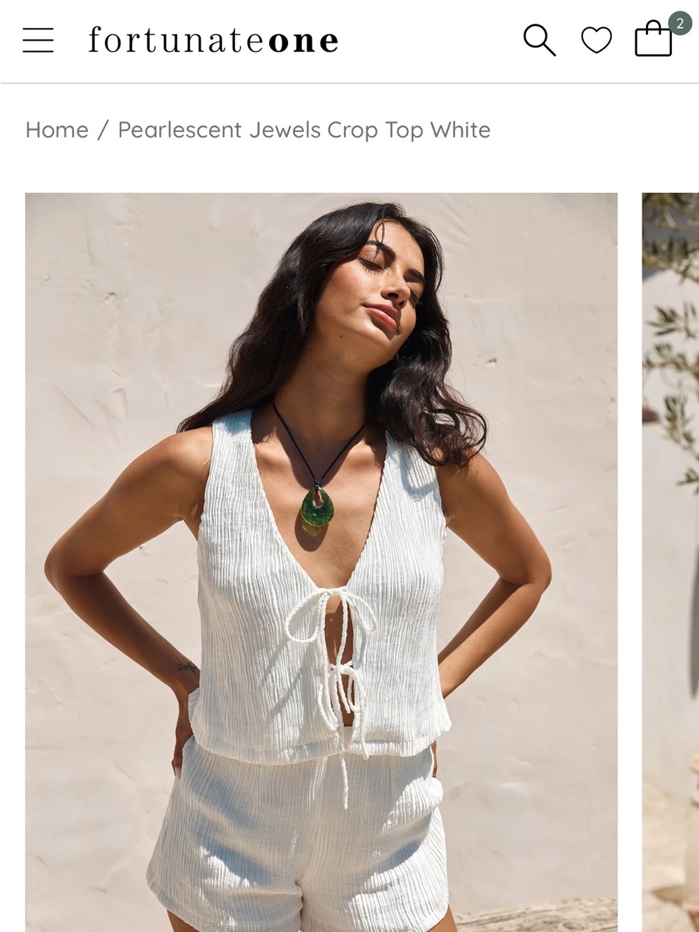 Fortunate One Pearlescent Jewels White Crop Top